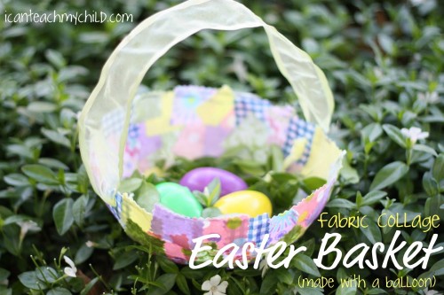 Fabric Collage Easter Basket.