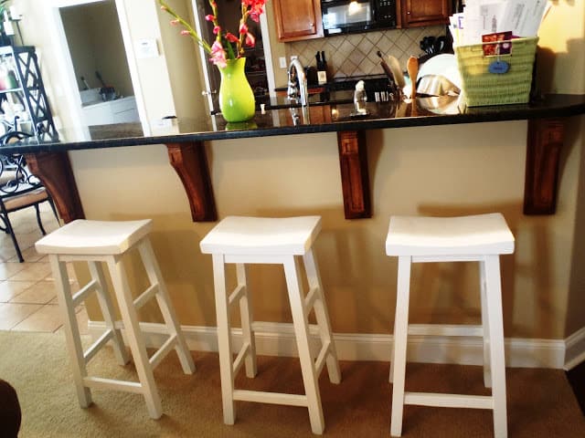 Homemade Barstools With Curvy Top.