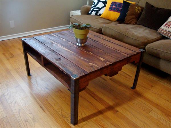 Pallet Wood Table with Steel Legs.