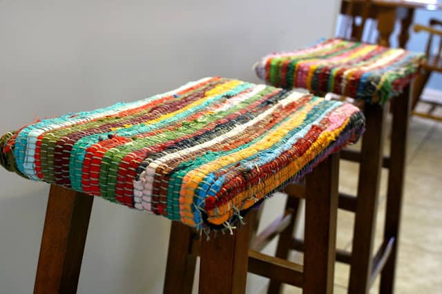 Repurposed Rug Stool.