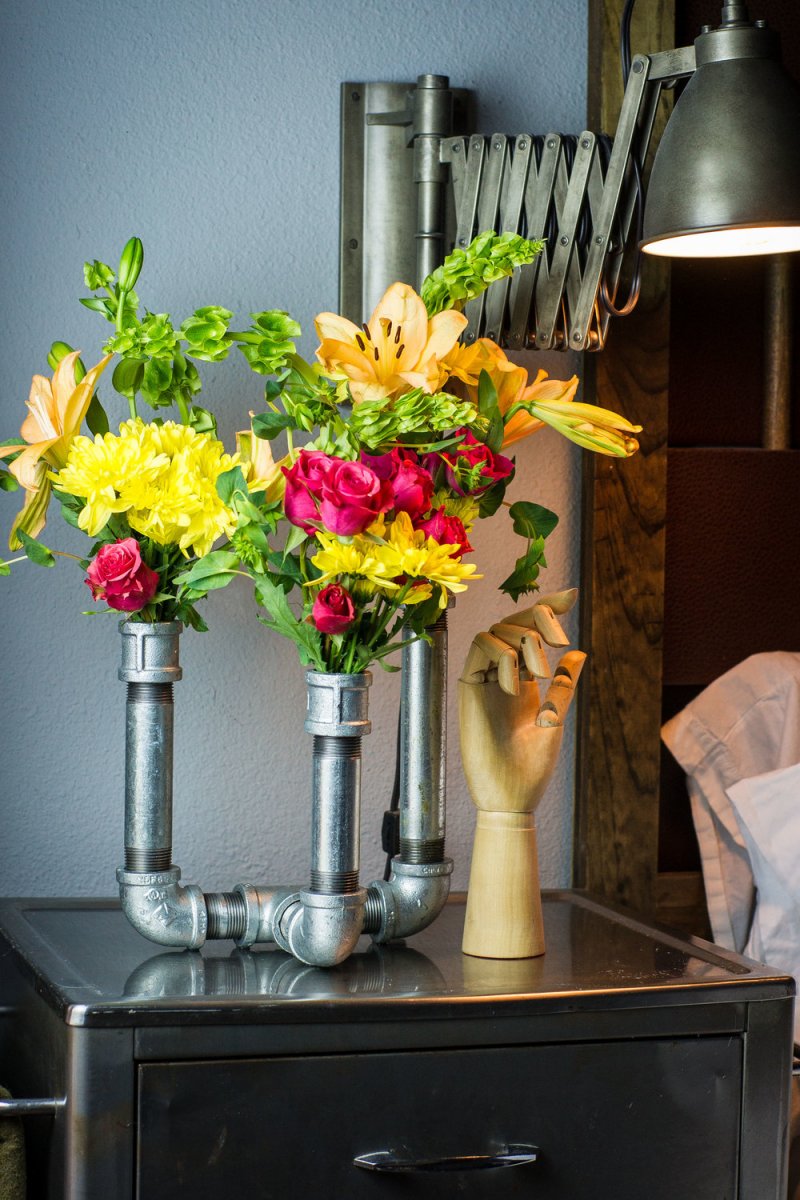 Add some industrial chic flair to your floral arrangements.