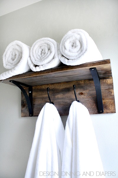 Build a rustic towel organizer.