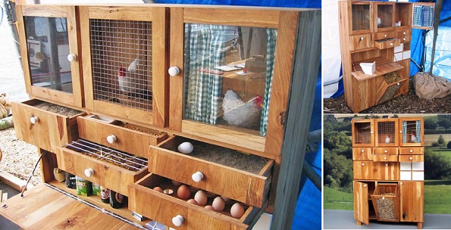 Chicken Coop made out of a Dresser.