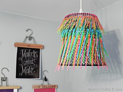 Create a Funky Hanging Light Using Dollar Store Materials.