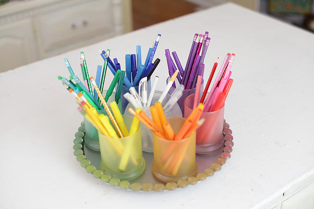 Dollar Store Rainbow Lazy Susan.