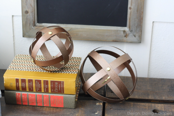 Industrial spheres using cereal boxes and spray paint!