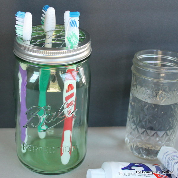 Mason Jar Toothbrush Holder.