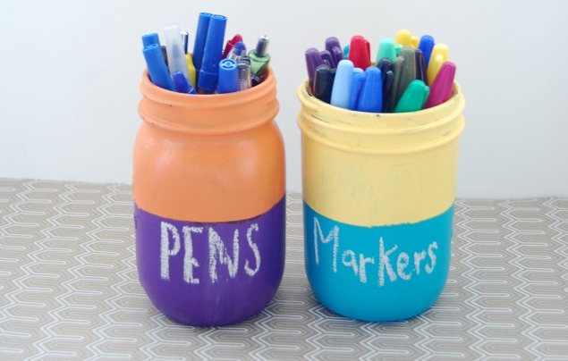 Turn mason jars into adorable pencil holders.