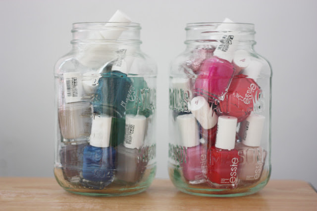 Use mason jars as a pretty way to store.