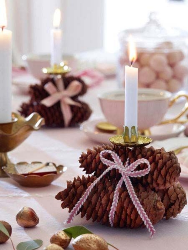 Adorable Pine Fruit Candle Stand.