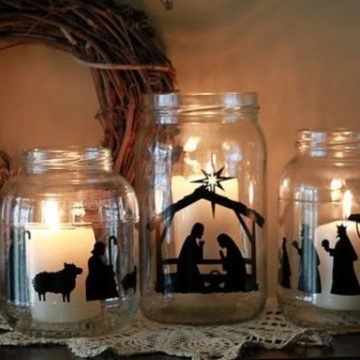 Candle And Mason Jar Jesus Crib.