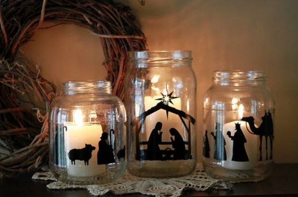 Candle And Mason Jar Jesus Crib.