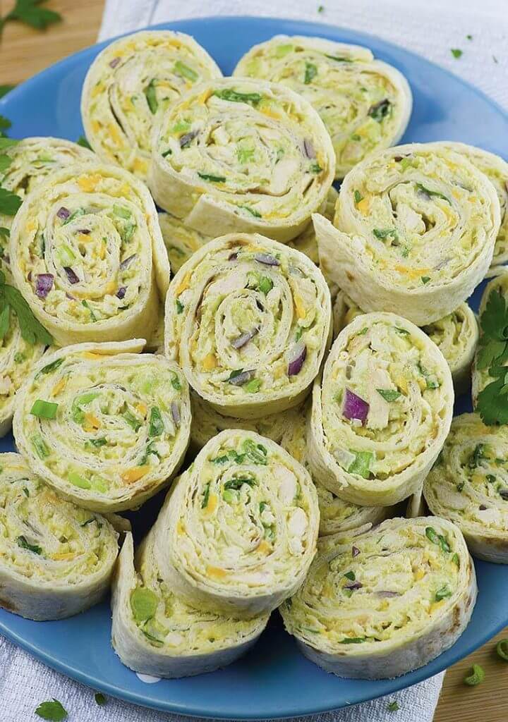 Chicken Avocado Salad Roll-Ups.