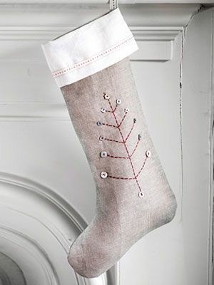 Christmas Stocking with Button Christmas Tree.