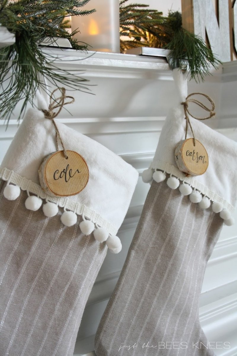 Christmas Stocking with Pom Pom Trim