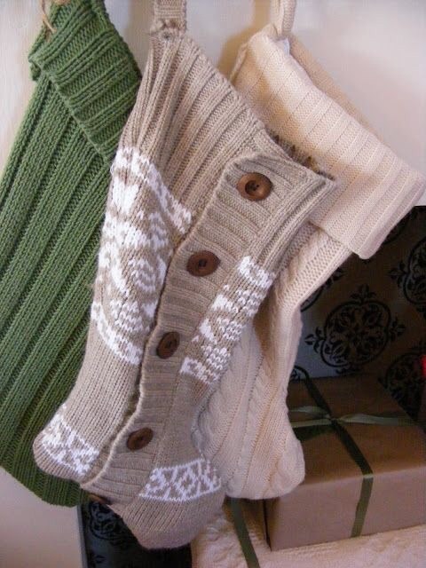 Christmas Stockings Made From Sweaters.