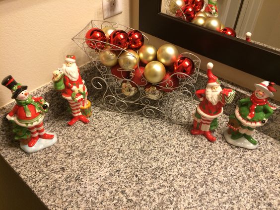 Christmas restroom counter.