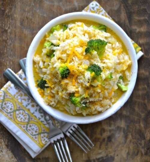 Creamy Broccoli Cheddar Rice