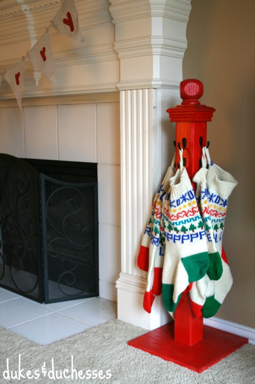 DIY Stocking Hanger Post.