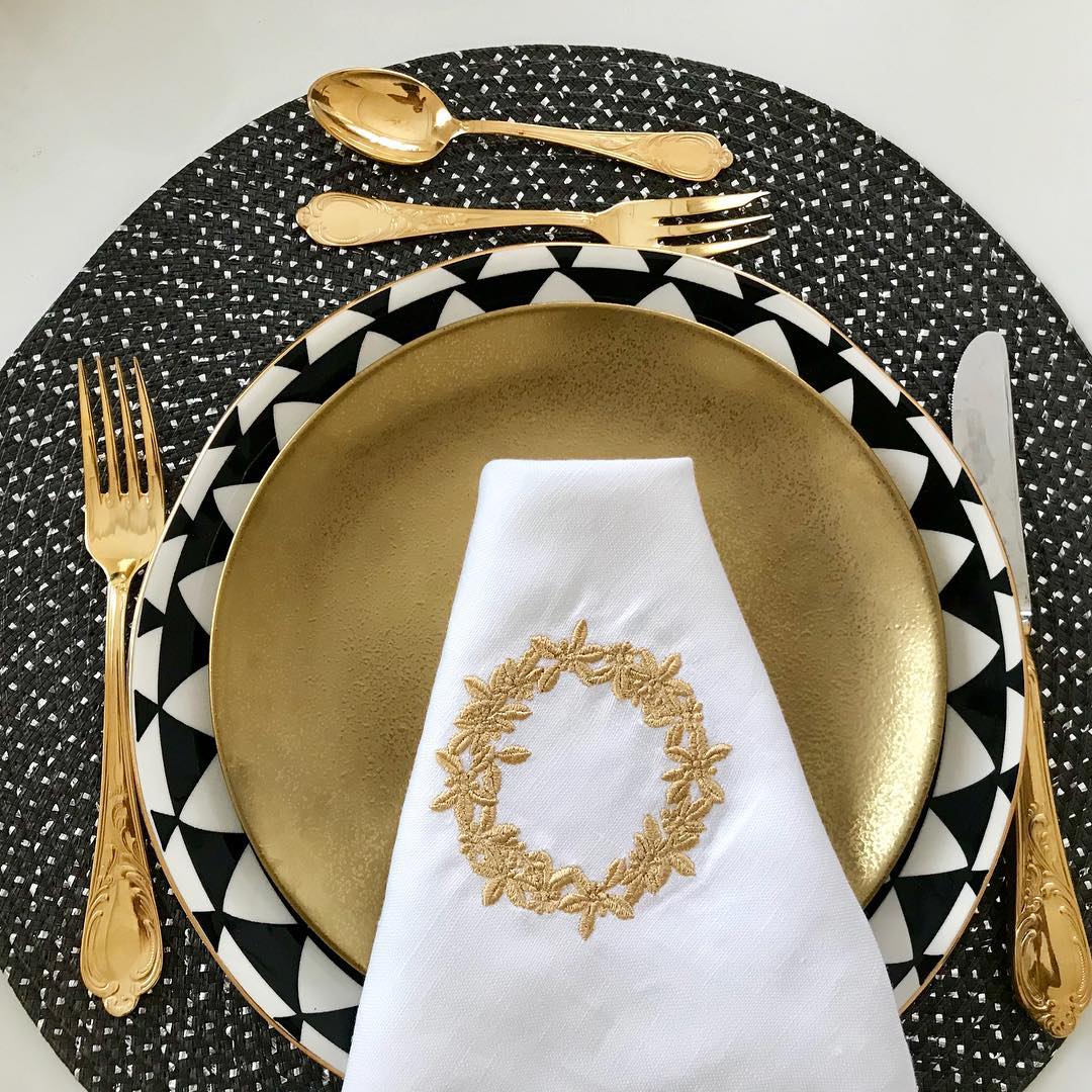 Gold linen napkins will add elegance to your tables during the New Year.