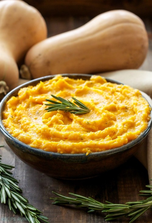 Mashed Butternut Squash with Goat Cheese and Rosemary