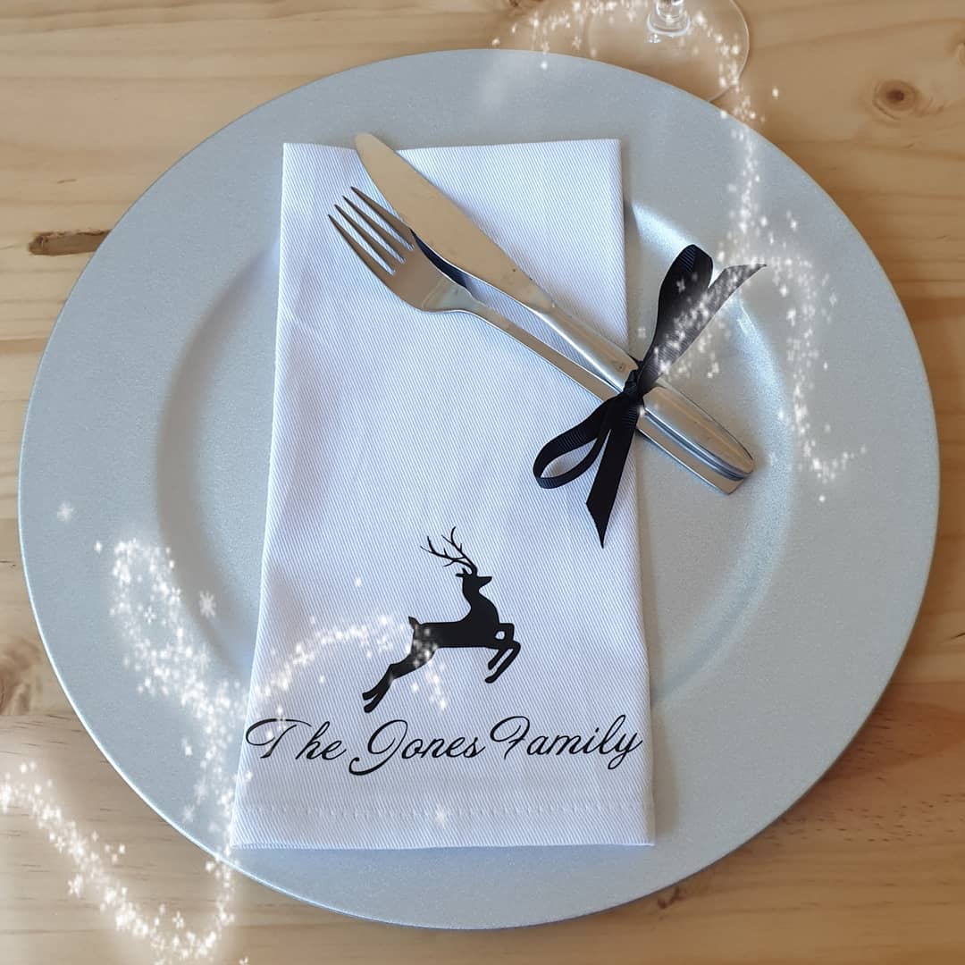 Personalised Christmas napkins.