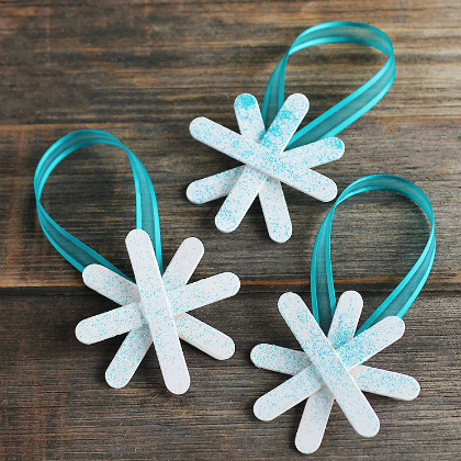 Popsicle stick snowflake ornaments