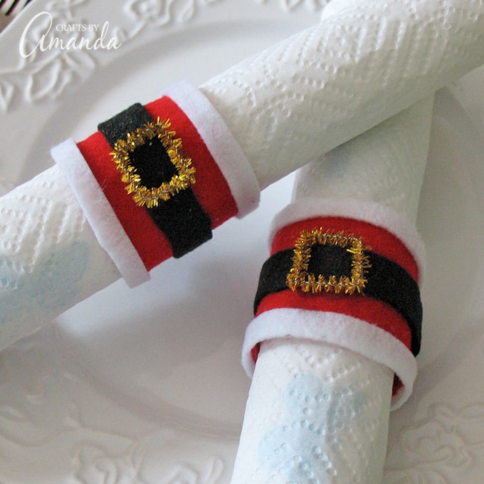 Santa’s Belly Napkin Ring ideas from crafts by amanda