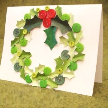 Wreath Handmade Christmas Card.