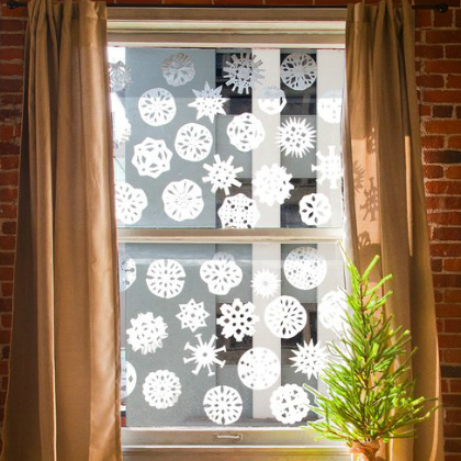 coffee filter snowflakes.