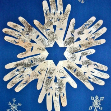 snowflake is a cut-out of your child’s hand.