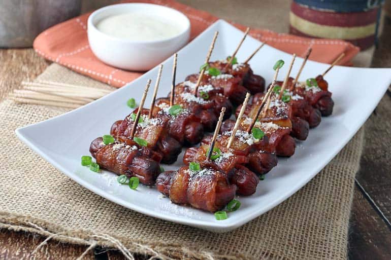 BBQ Bacon Wrapped Smokies.