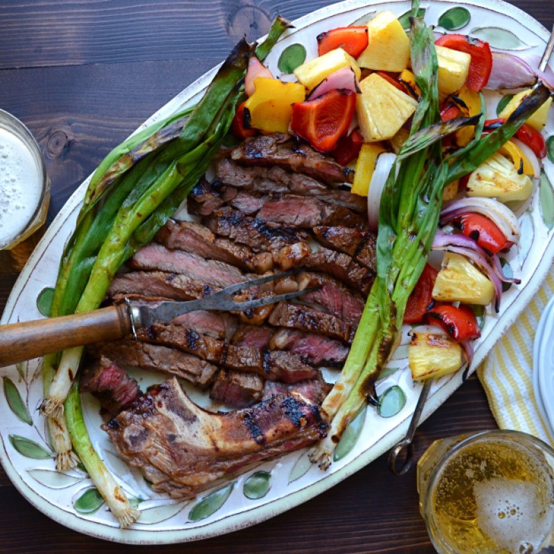 Easy Marinated Rib Eye and vegetables