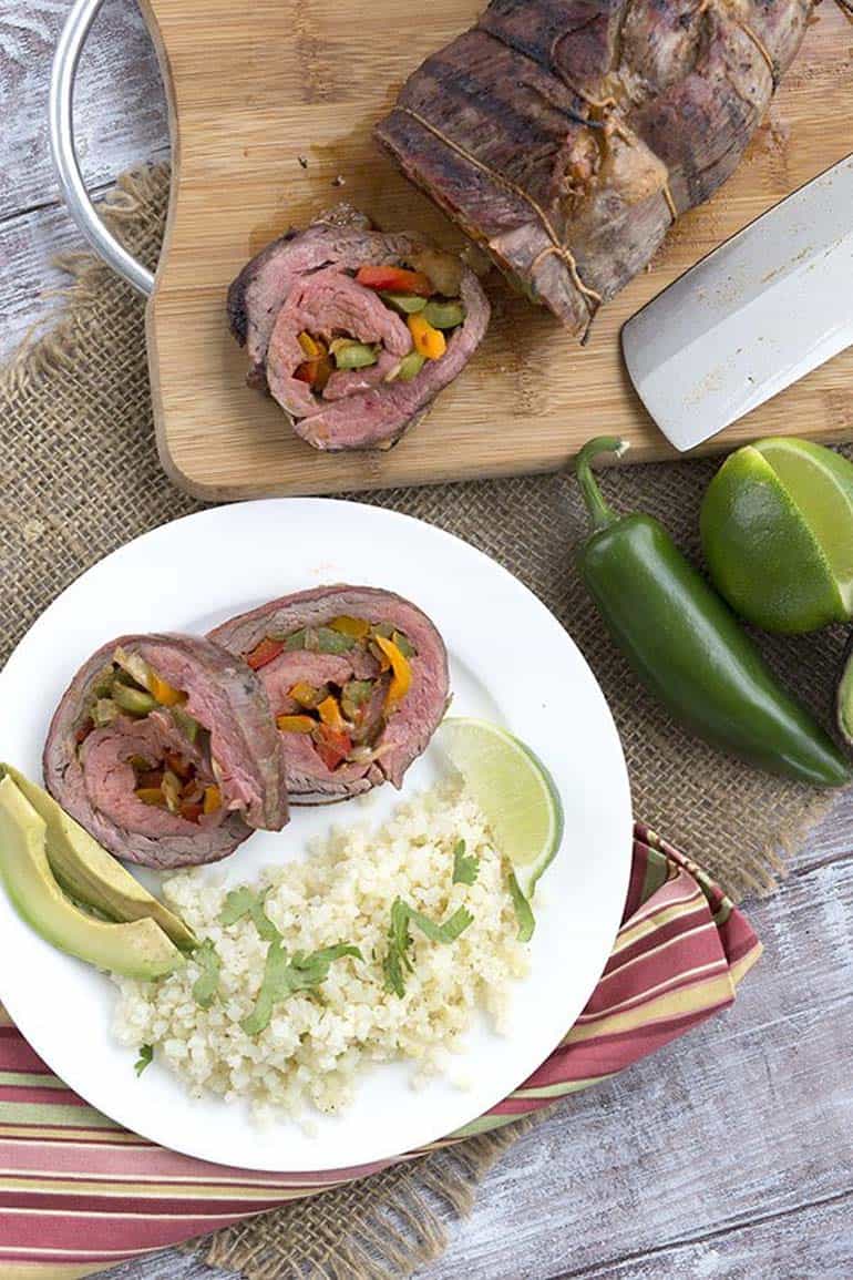 Fajita Stuffed Grilled Flank Steak.