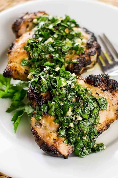 Grilled Chicken with Chimichurri Sauce.