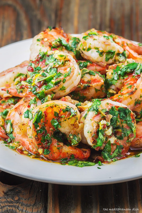 Grilled Shrimp with Garlic Cilantro Sauce