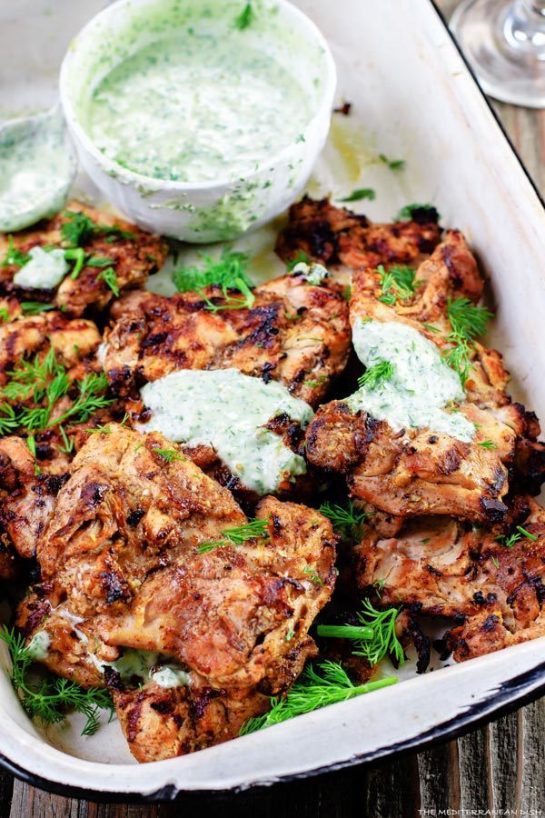 Mediterranean Grilled Chicken with Dill Greek Yogurt Sauce