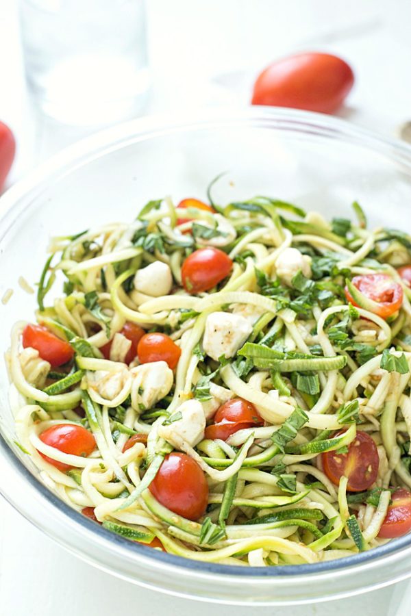 Simple Caprese Zucchini Summer Pasta Salad by Gal on a Mission