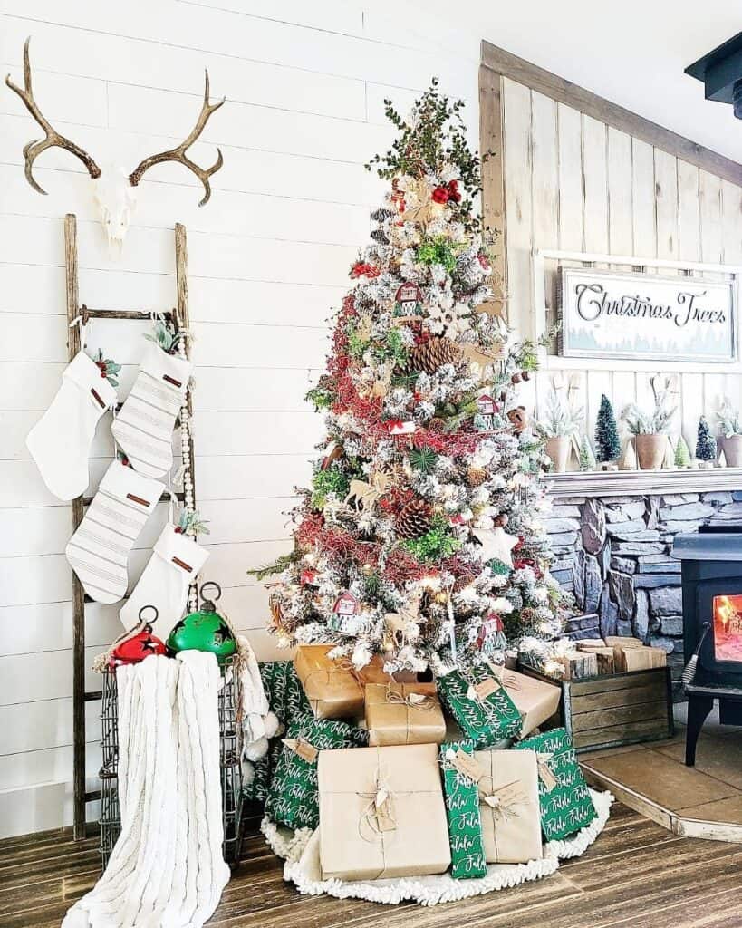 Christmas Ladder Shelf and Deer Antler