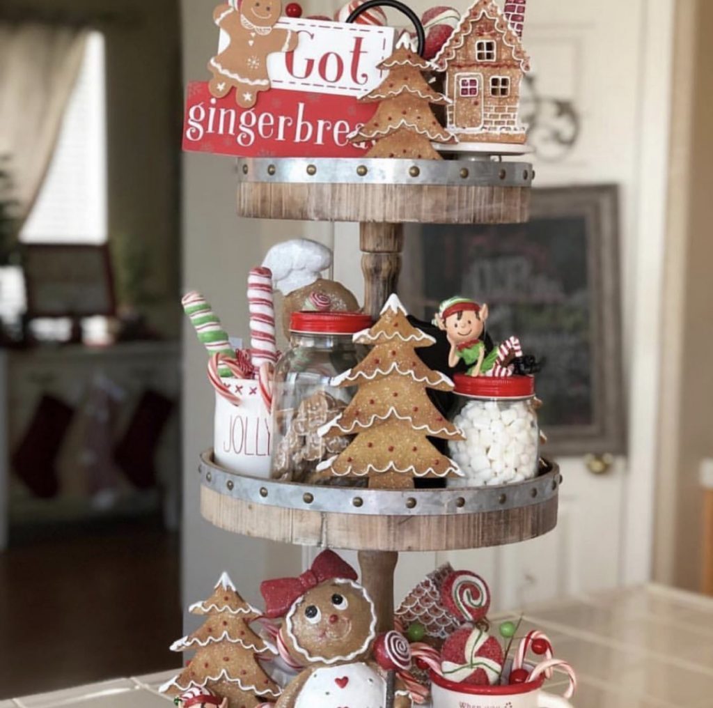 Gingerbread Themed Tier Tray Display