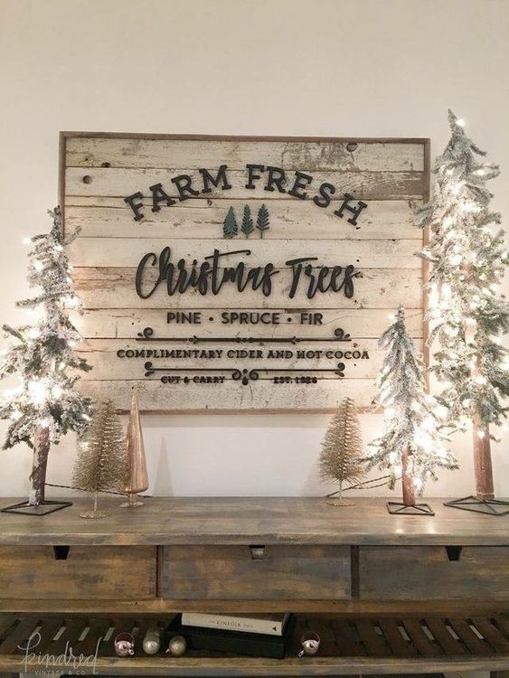 Farm fresh Christmas trees wood sign board