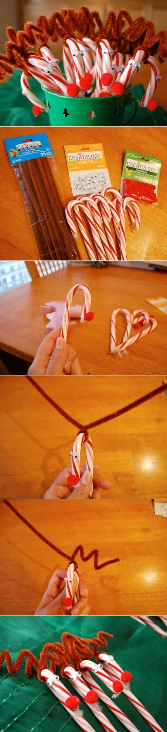 Adorable candy cane reindeer tutorial.