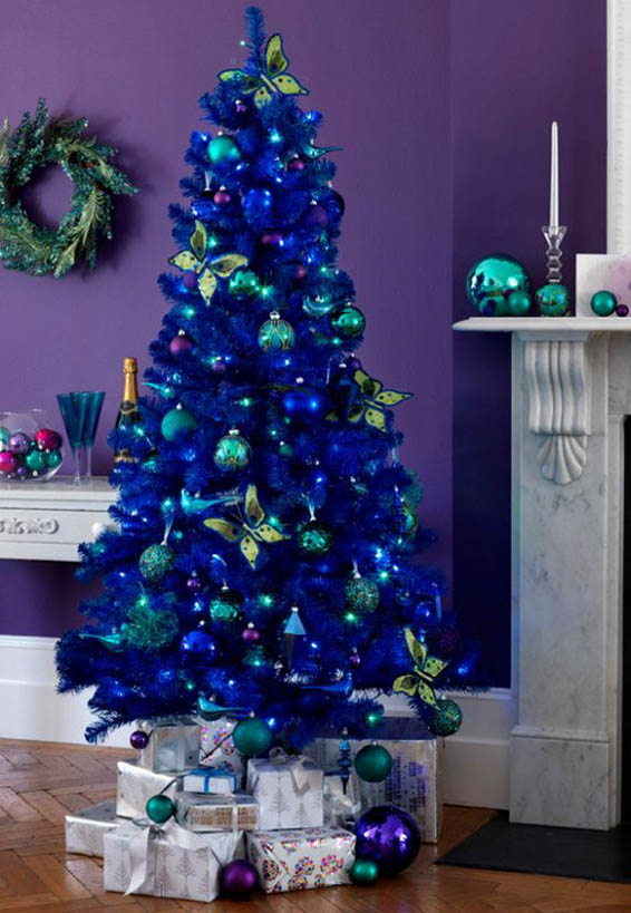 All in blue Christmas tree looks amazing.