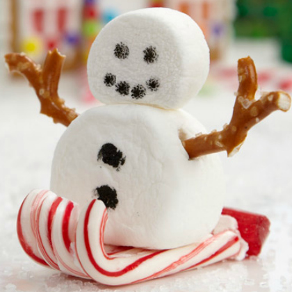 Awesome candy cane snowman sleigh.