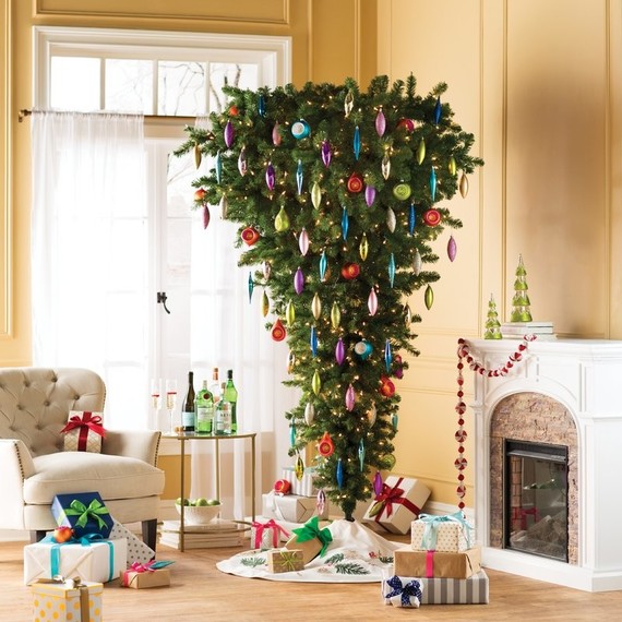 It's an awesome upside-down Christmas tree with colorful hangings.