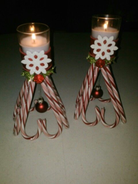 Beautiful candy cane candle holder