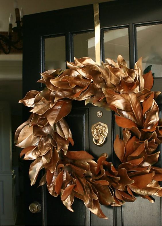 Charming Copper magnolia wreath.