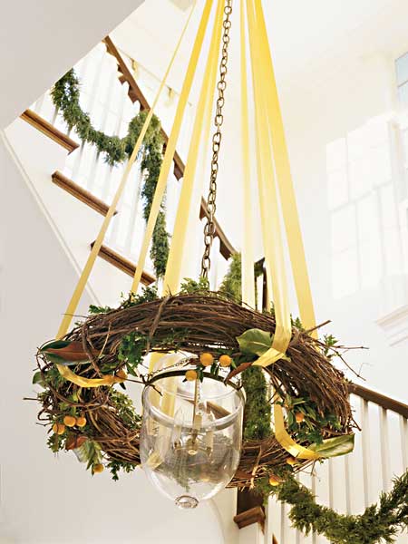 Charming twig chandelier.