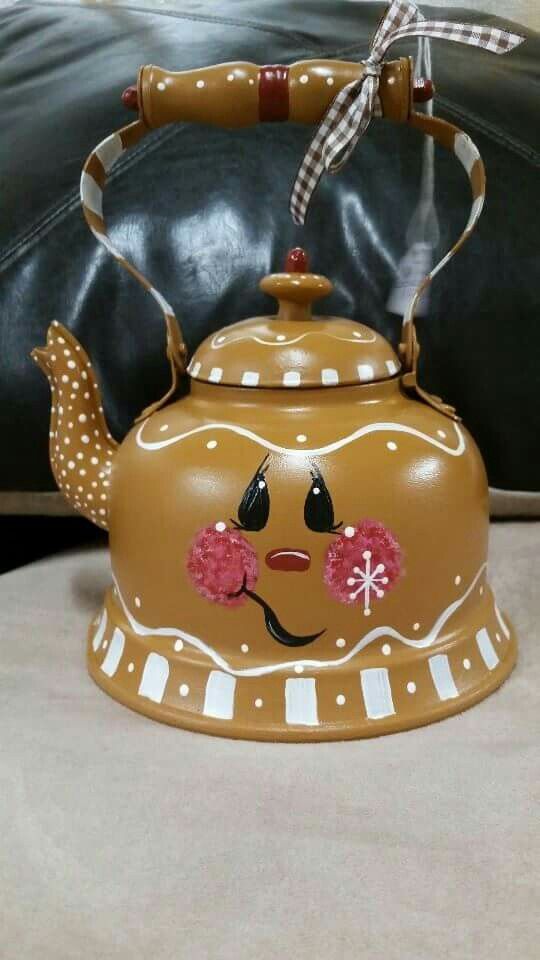 Cool gingerbread painted teapot.