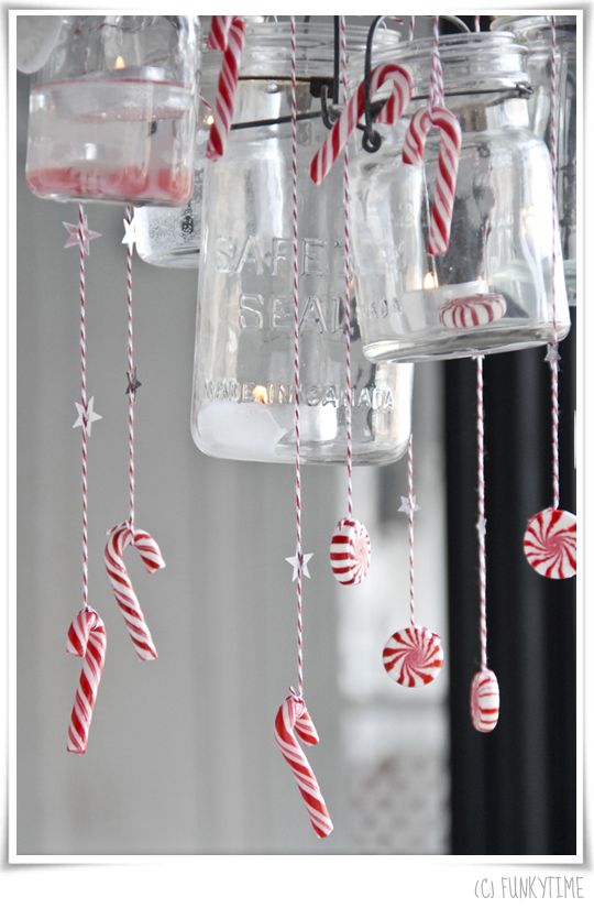 Cute candy cane chandelier.